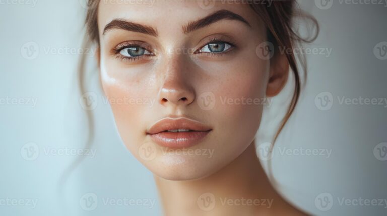 maquillaje natural sobre fondo de luz suave